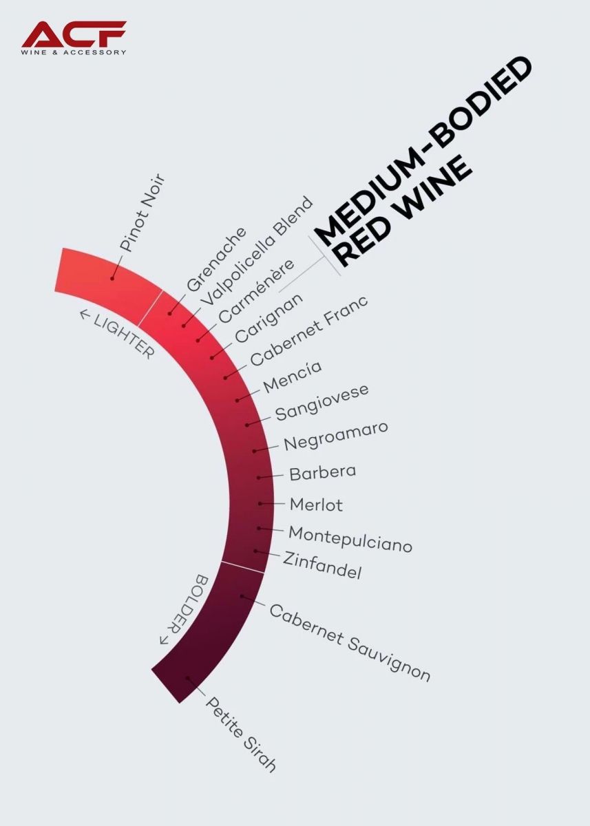 Rượu vang nhập khẩu chính hãng Hải Phòng ACF - Phân loại rượu vang đỏ theo các cấp độ của cấu trúc (body)